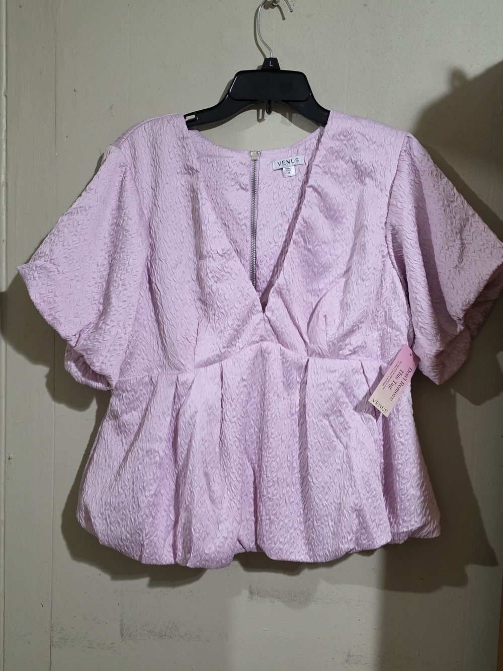 VENUS Womens Lilac Textured V-Neck Peplum Top New Sz 16.